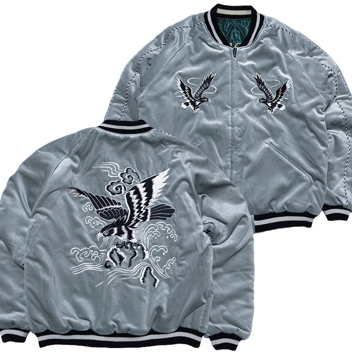 テーラー東洋 スカジャン BLACK EAGLE×JAPAN MAP 別珍 TAILOR TOYO 鷲 地図 TT15544-141