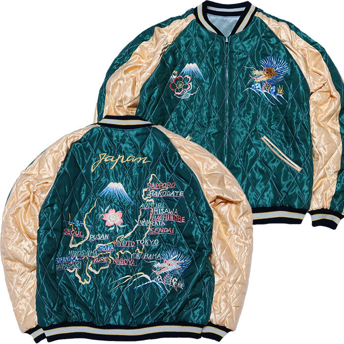 テーラー東洋 スカジャン BLACK EAGLE×JAPAN MAP 別珍 TAILOR TOYO 鷲 地図 TT15544-141
