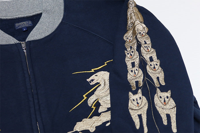 TAILOR TOYO TT69475 Full-zip ALASKA Polar Bear Dog Sled Sweatshirt