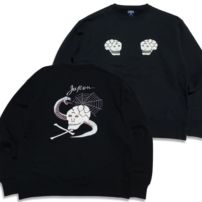 TAILOR TOYO テーラー東洋 スカクルースウェット"SKULL&SNAKE" TT69650 スウェットシャツ ブラック