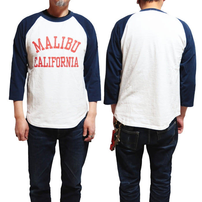 WHITESVILLE Baseball T-shirt MALIBU CALIFORNIA College 3/4 Sleeve 18th Count WV69528