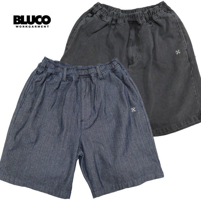 BLUCO WORK GARMENT 12oz Denim Easy Work Shorts Shorts 153-45-004 Black Herringbone