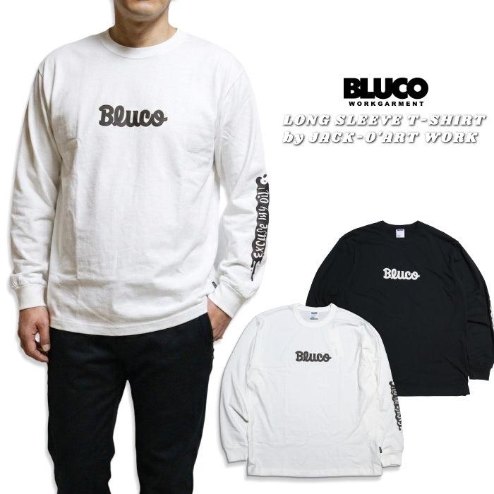 BLUCO WORK GARMENT ブルコ 長袖Tシャツ ドライコットン ロゴプリント メンズ 161-12-024