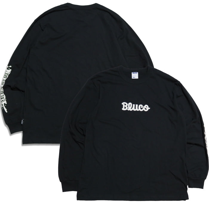BLUCO WORK GARMENT ブルコ 長袖Tシャツ ドライコットン ロゴプリント メンズ 161-12-024