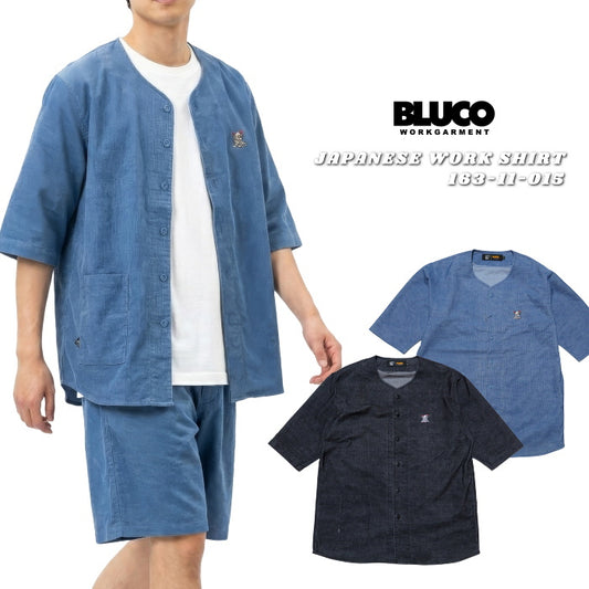 BLUCO ブルコ 鯉口シャツ ストレッチサマーコール 七分袖 ワークシャツ メンズ BLUCO WORK GARMENT 163-11-015