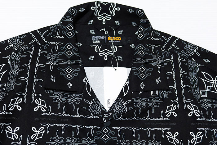 BLUCO Open Collar Shirt Bandana Print BLUCO WORK GARMENT All-Over Print 163-21-018