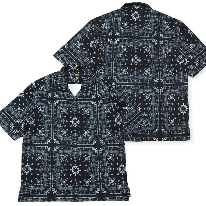 BLUCO Open Collar Shirt Bandana Print BLUCO WORK GARMENT All-Over Print 163-21-018