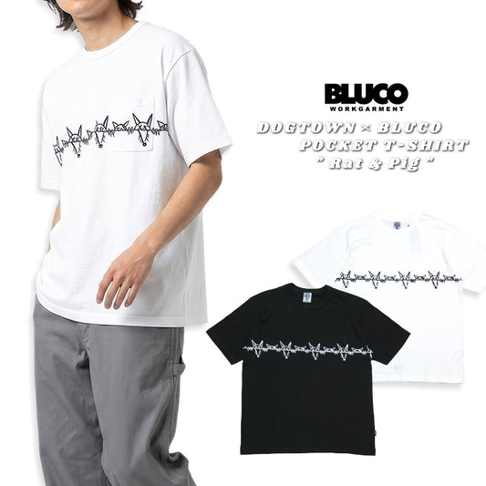 BLUCO×DOGTOWN BLUCO Pocket T-Shirt DOGTOWN Collaboration Rat&Pig Short Sleeve Men's BLUCO WORK GARMENT 163-22-031