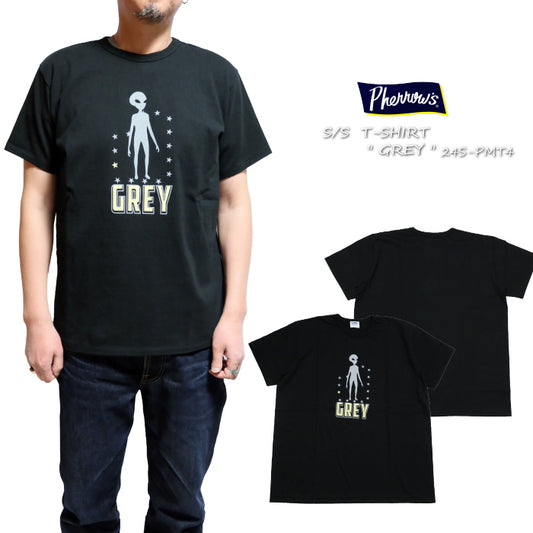 Pherrow's Fellows T-shirt GREY Area 51 Men's American Casual Short Sleeve 24S-PMT4 Made in Japan