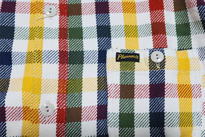 Pherrow's フェローズ ヘビーネルシャツ チェック ワークシャツ 長袖 24W-720WS-C マルチ モノトーン