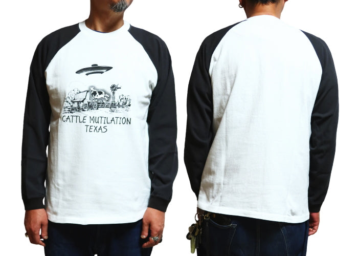 Pherrow's フェローズ ラグラン長袖Tシャツ CATTLE MUTILATION 24W-PRLT3 日本製