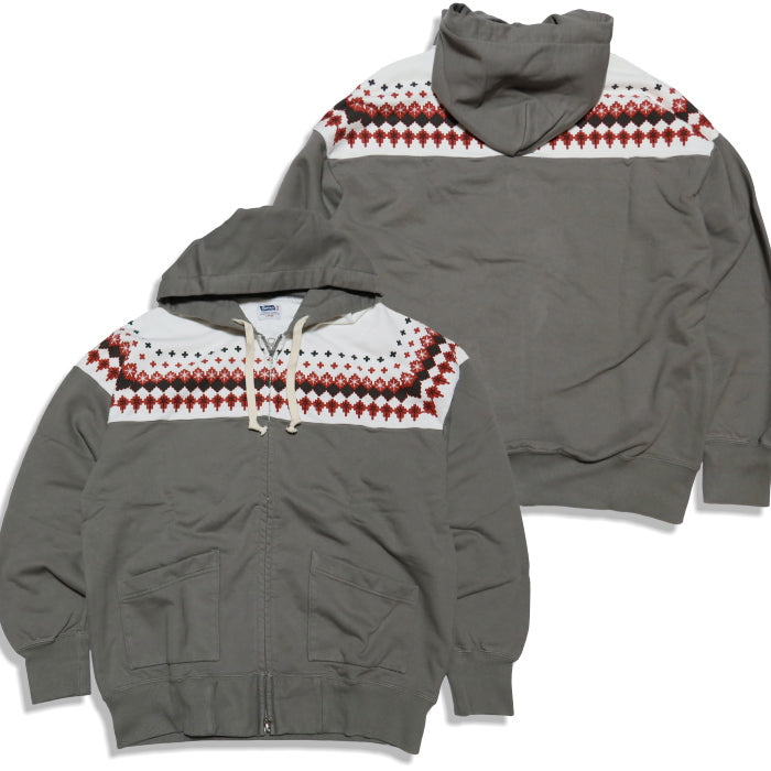 Pherrow's フェローズ 雪柄スウェットパーカー 日本製 フルジップ 裏毛 メンズ アメカジ 24W-PSFP1