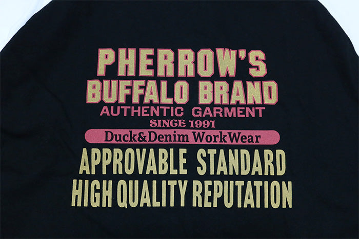 Pherrow's フェローズ 七分袖Tシャツ ラグランスリーブ 25S-PRBT1 ホワイト ブラック