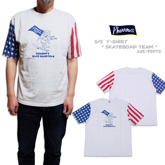 Pherrow's フェローズ Tシャツ リラックスシルエット SKATEBOAD TEAM 半袖 日本製 25S-PSPT2