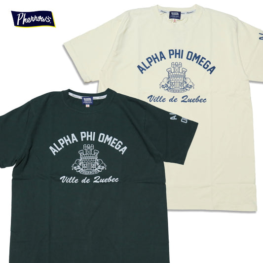 Pherrow's フェローズ Tシャツ ALPHA PHI OMEGA 半袖 カタログ未掲載モデル 25S-PT21 アメカジ
