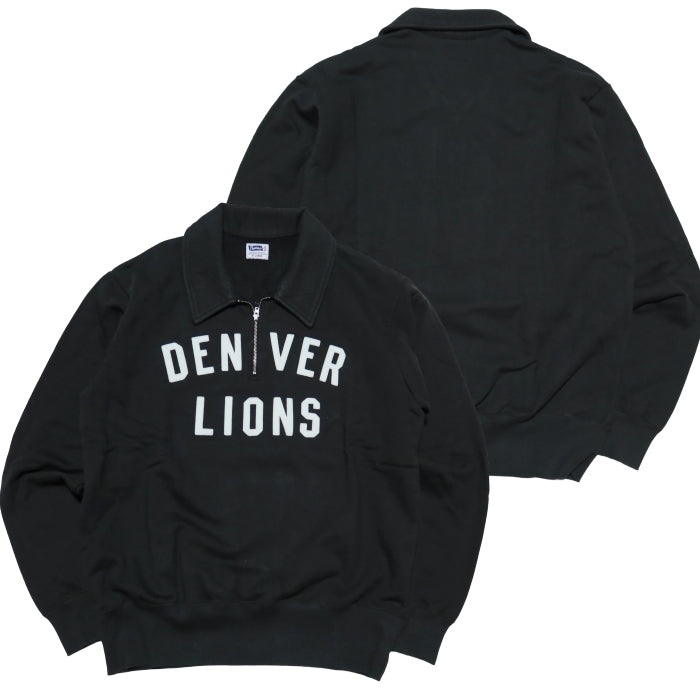 Pherrow's フェローズ ハーフジップアップスウェットシャツ DENVERLIONS 裏毛 25W-PHZS1 日本製 ブラック