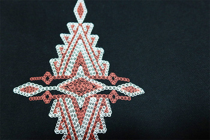 Pherrow's フェローズ ブランケットステッチスウェットパーカー ネイティブプリント ブラック 25W-PNP1