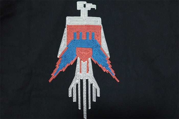 Pherrow's フェローズ ブランケットステッチスウェットパーカー ネイティブプリント ブラック 25W-PNP1