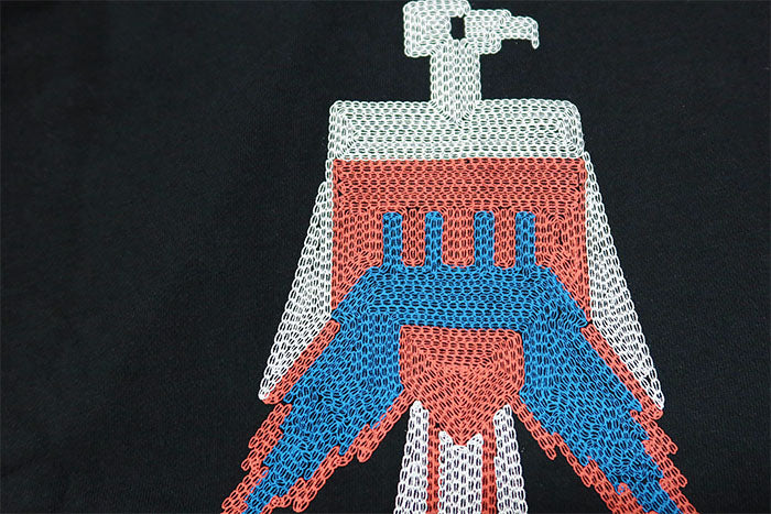 Pherrow's フェローズ ブランケットステッチスウェットパーカー ネイティブプリント ブラック 25W-PNP1