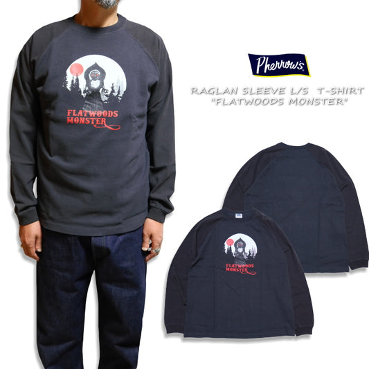 Pherrow's フェローズ ラグラン長袖Tシャツ FLATWOODS MONSTER 25W-PRLT2 フラットウッズモンスター 日本製