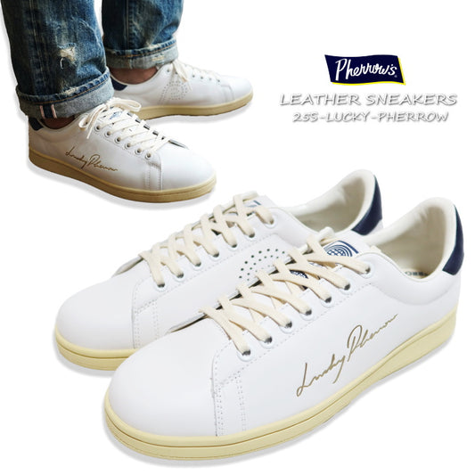 Pherrow's フェローズ レザースニーカー 35周年 26S-LUCKY PHERROW ホワイト