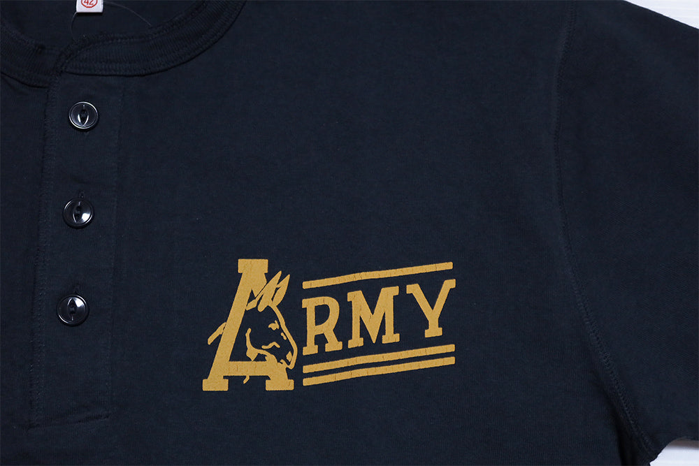 Pherrow's Henley Neck T-Shirt ARMY Short Sleeve 26S-PHNT2 One Point S Black