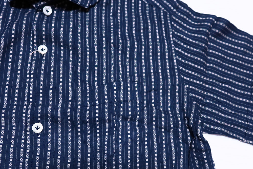 Pherrow's Italian Collar Striped Short Sleeve Shirt Spring/Summer 26S-PICS1 Navy Made in Japan