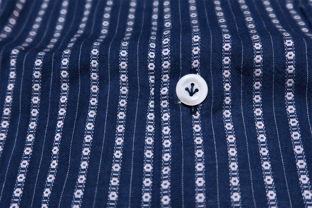 Pherrow's Italian Collar Striped Short Sleeve Shirt Spring/Summer 26S-PICS1 Navy Made in Japan