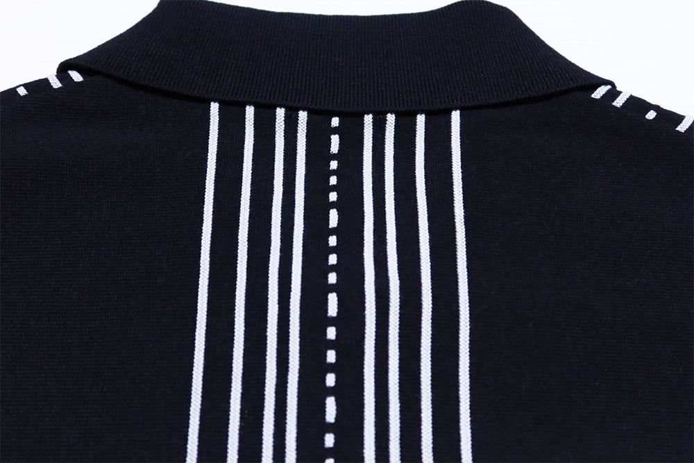 Pherrow's フェローズ サマーニットシャツ ストライプ 春夏 超強撚糸 吸湿 速乾性 26S-PKS1 日本製 ブラック