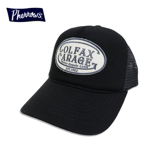 Pherrow's フェローズ メッシュキャップ 刺繍ワッペン ブラック 26S-PMC1