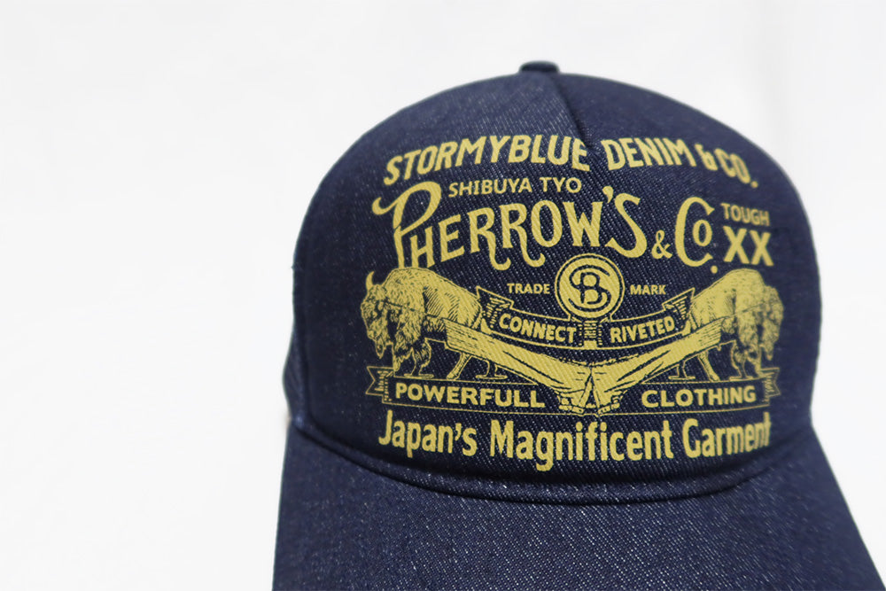 Pherrow's Mesh Cap Buffalo Print Indigo 26S-PMC2