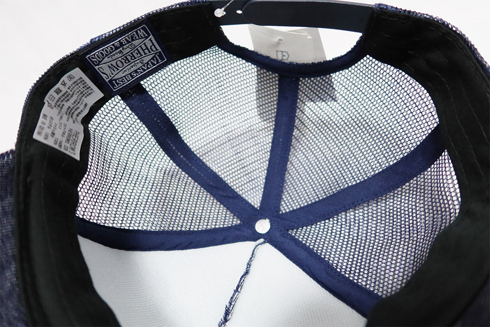 Pherrow's Mesh Cap Buffalo Print Indigo 26S-PMC2