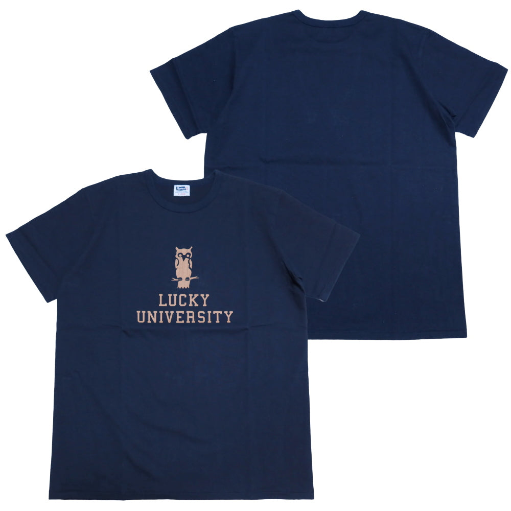 Pherrow's フェローズ Tシャツ 梟 LUCKY UNIVERSITY 日本製 メンズ アメカジ 半袖 26S-PMT2