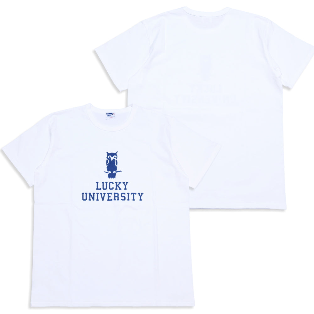 Pherrow's フェローズ Tシャツ 梟 LUCKY UNIVERSITY 日本製 メンズ アメカジ 半袖 26S-PMT2