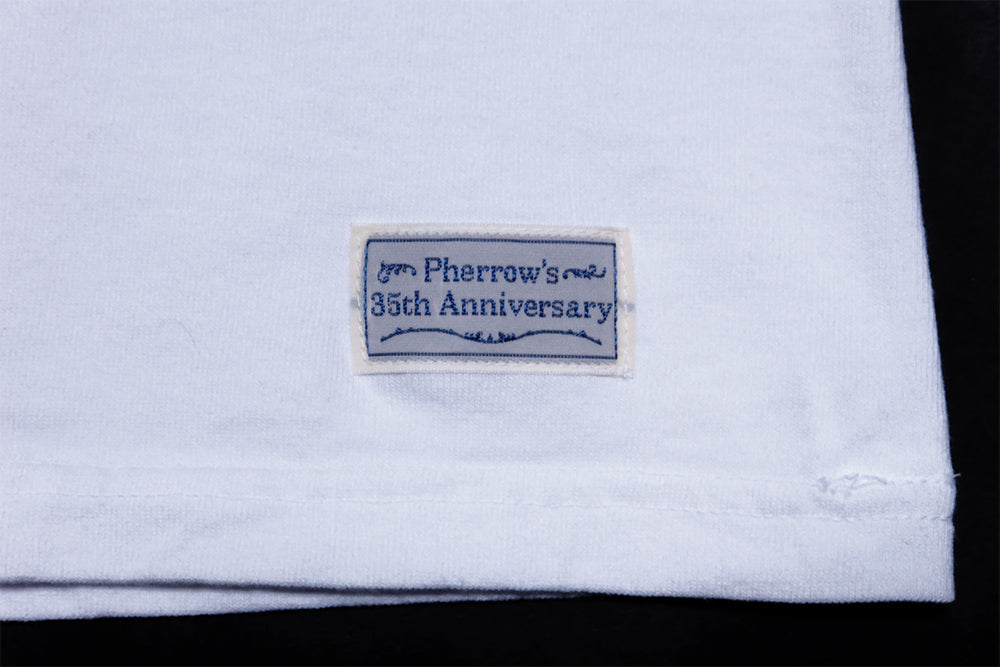 Pherrow's 35th Anniversary Design T-Shirt Short Sleeve Military 26S-PT-L-2A White Navy Men's
