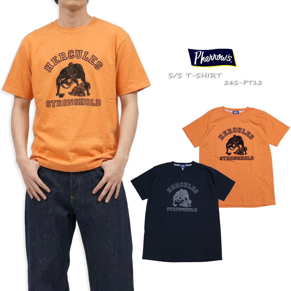 Pherrow's フェローズ Tシャツ フロッキープリント HERCULES ヘラクレス 半袖 26S-PT12