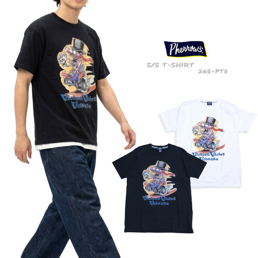 Pherrow's フェローズ Tシャツ Violent Violet Volante メンズ HOT ROD 半袖 26S-PT8