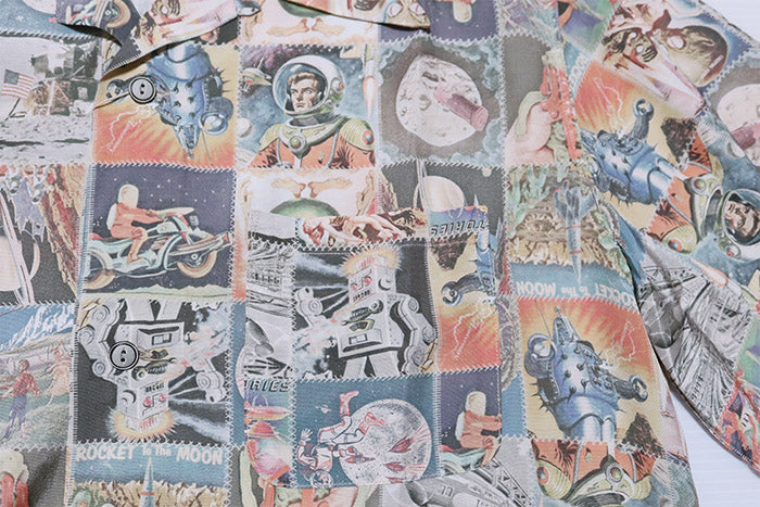 Pherrow's Space Pattern Hawaiian Shirt Rayon 26S-SPACE35TH Made in Japan Short Sleeve Fade Multi