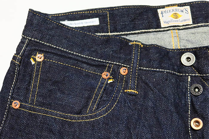 Pherrow's 421P Original Indigo Denim Straight Jeans Selvedge One Wash Made in Japan