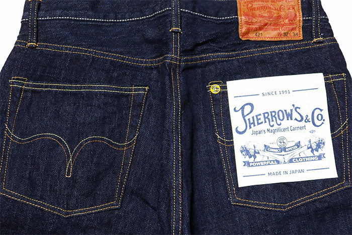 Pherrow's 421P Original Indigo Denim Straight Jeans Selvedge One Wash Made in Japan