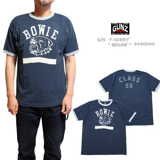 GUNZ Guns Ringer T-shirt Short Sleeve BOWIE College 444G082 Indigo Made in Japan