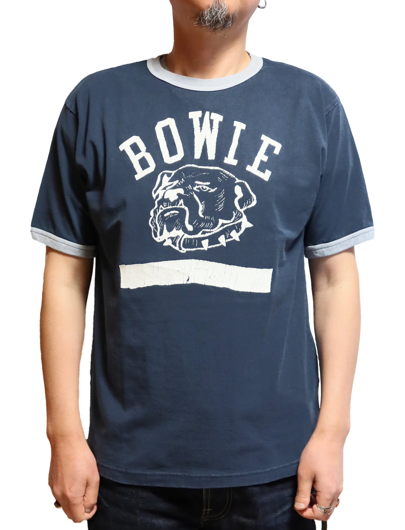 GUNZ Guns Ringer T-shirt Short Sleeve BOWIE College 444G082 Indigo Made in Japan