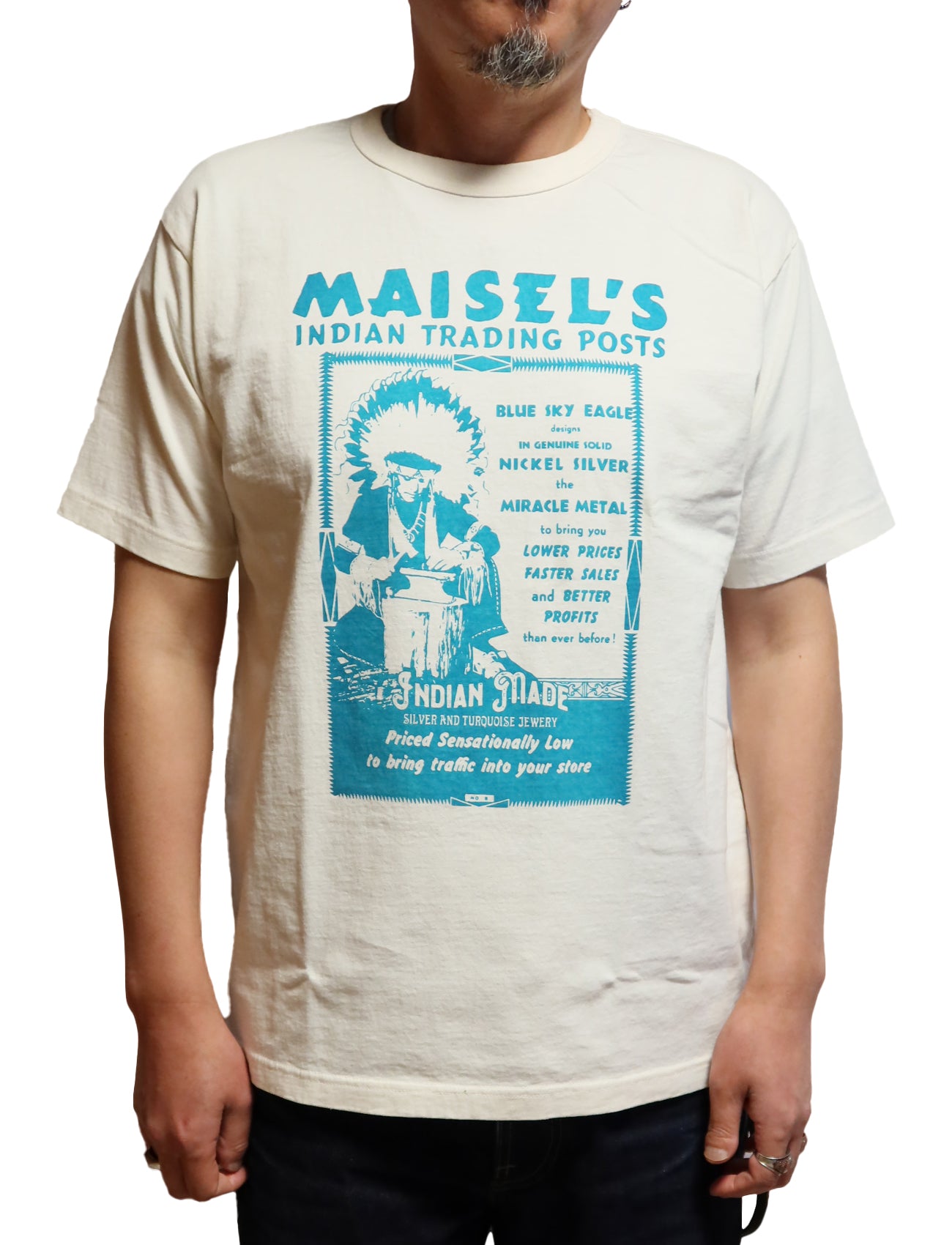 GUNZ MAISEL'S Men's Short Sleeve T-Shirt 444G085 Off White Made in Japan