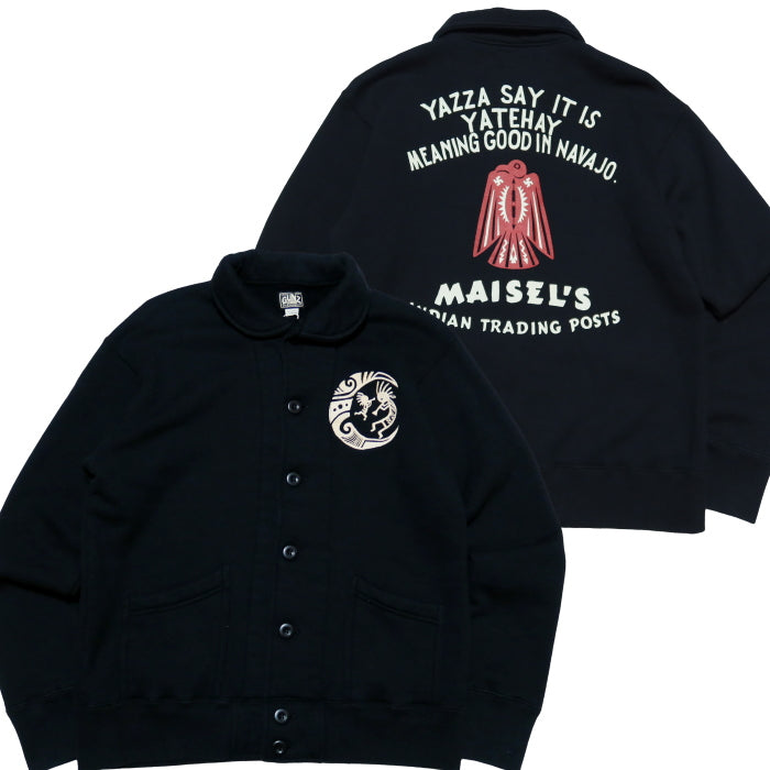 GUNZ ガンズ スウェットコサックジャケット 裏起毛 日本製 スウェットカーディガン メンズ ブラック 445G425