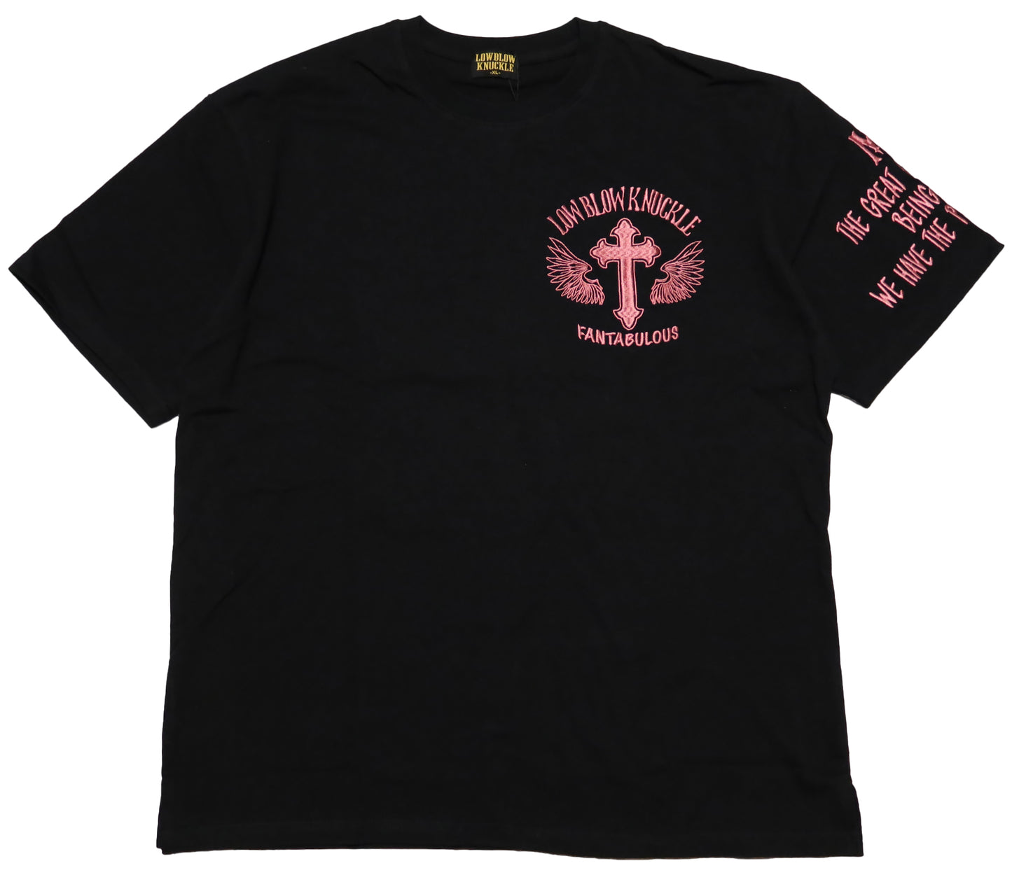 LOW BLOW KNUCKLE Lowbrow Knuckle T-shirt Cross Wings Embroidery Short Sleeve 554362