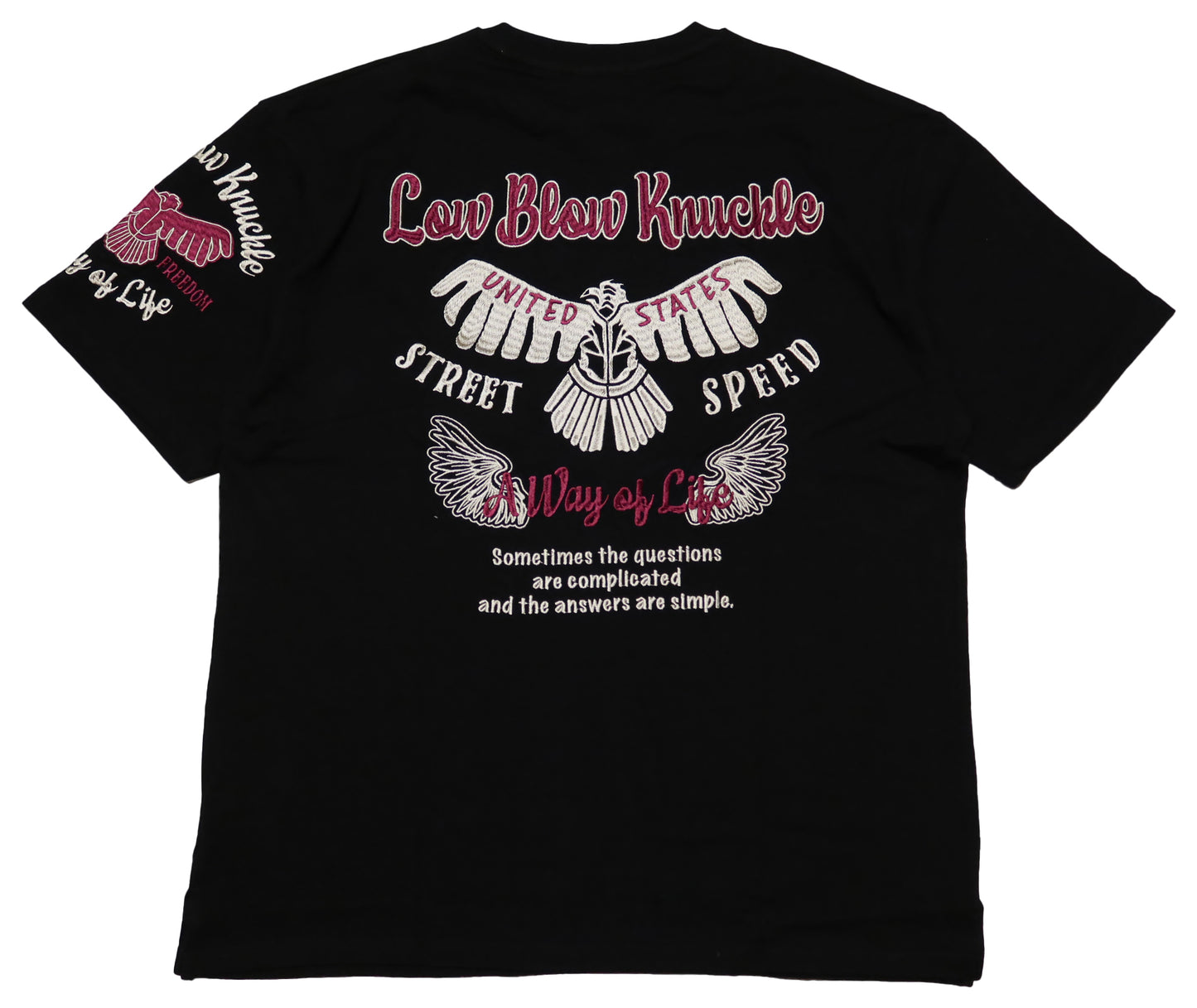 LOW BLOW KNUCKLE Lowbrow Knuckle T-shirt Thunderbird embroidery short sleeve 554363