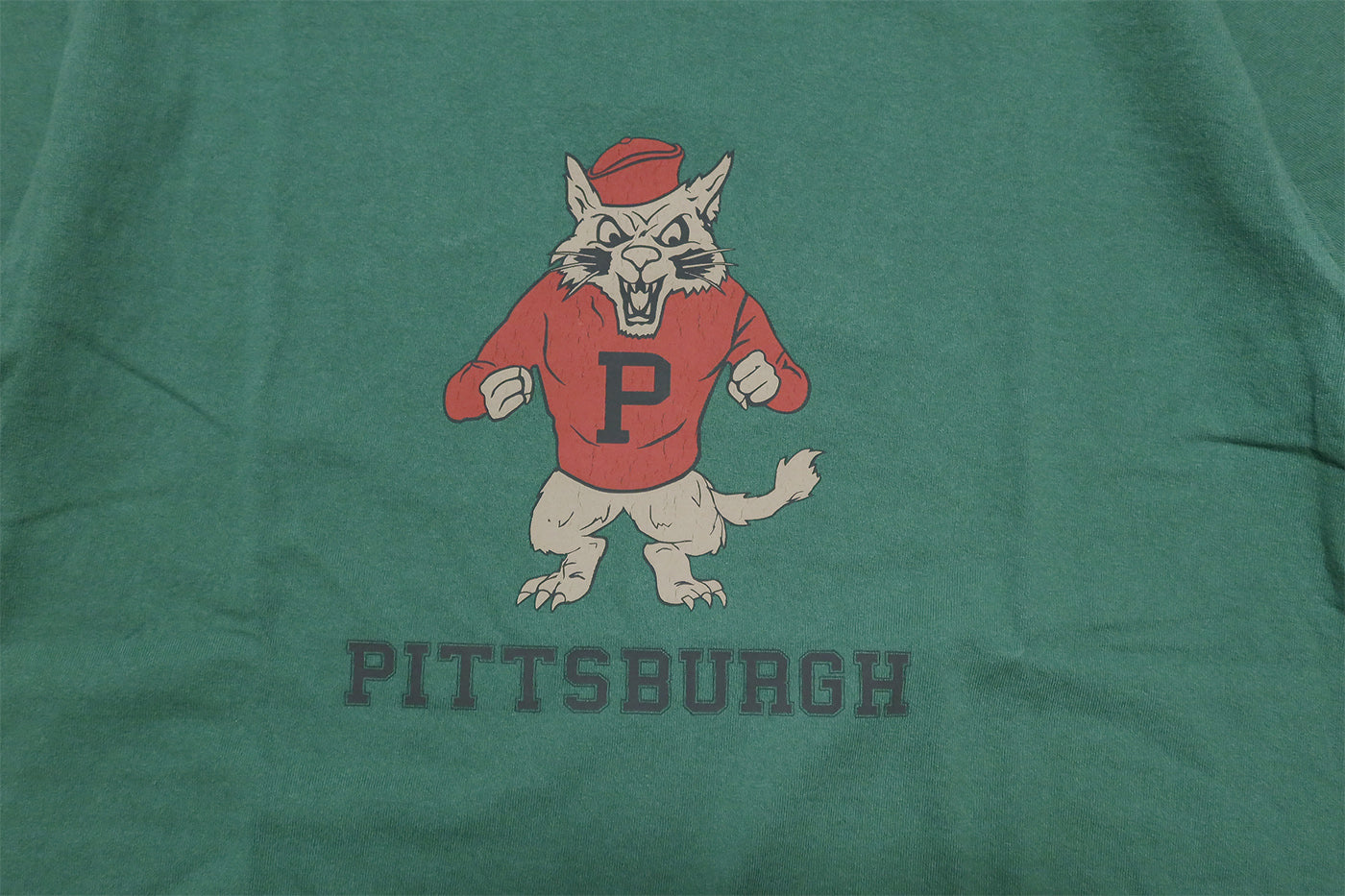 Pherrow's フェローズ Tシャツ PITTSBURGH メンズ 半袖 グリーン ウルフ 狼 24S-PT6
