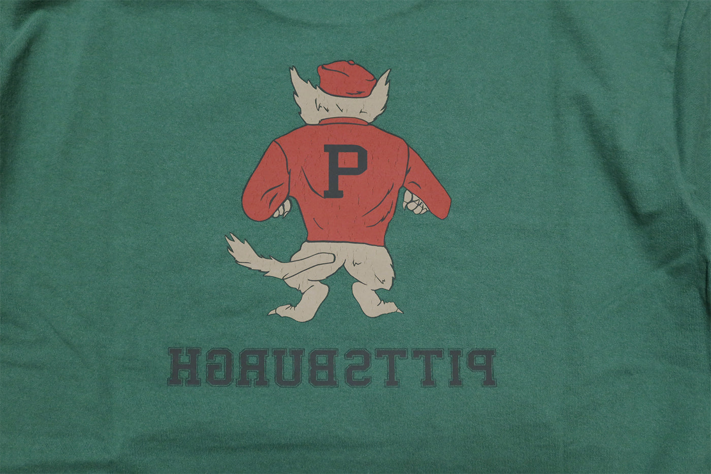 Pherrow's フェローズ Tシャツ PITTSBURGH メンズ 半袖 グリーン ウルフ 狼 24S-PT6