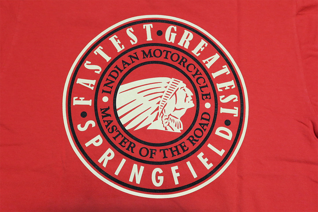 Indian Motorcycle インディアンモーターサイクル プリントTシャツ サークルロゴ 半袖 レッド IM79362