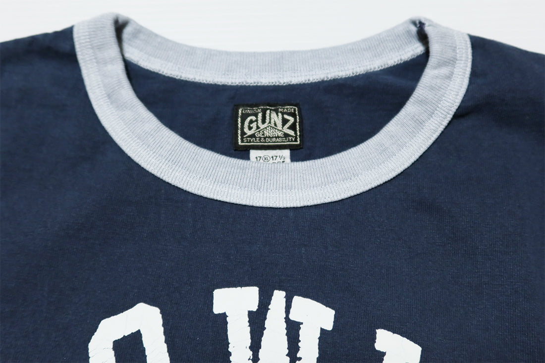 GUNZ ガンズ リンガーTシャツ 半袖 BOWIE カレッジ 444G082 インディゴ 日本製